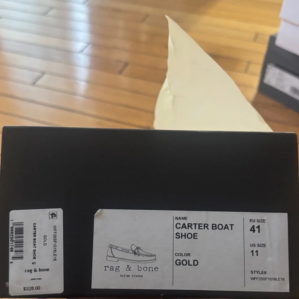 rag & bone Gold Leather Bow Driver Loafers Brand New